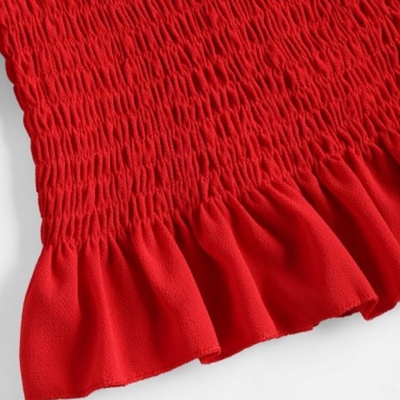 Red Ruffles Off The Shoulder Top - Picture 2 of 2